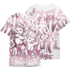 Brand Dunkare Orchid 4s Shirt Angel Hustle Hard All Over Print Unisex Shirt Pink Cotton T-shirt With All Over Print, Pink Graffiti Print Top For Streetwear, Relaxed Fit Pink Top With All Over Print, Pink Relaxed Fit Top With All Over Print, Pink Tops With All Over Print In Relaxed Fit, Pink All Over Print Top For Streetwear, Pink All-over Print Tops For Streetwear, Pink Cotton Top With Graffiti Print, Hustle Hard