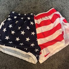 Never Worn American Flag Shorts Casual Beach Shorts With Flag Print, Casual Flag Print Bottoms For Beach, Casual Bottoms With Flag Print For Beach, Casual Beach Bottoms With Flag Print, Blue Patriotic Bottoms With American Flag, Casual Shorts For 4th Of July Beach, Blue Patriotic Bottoms For 4th Of July, Patriotic Blue Bottoms With American Flag, Patriotic Flag Print Bottoms For 4th Of July