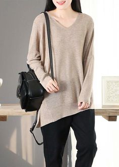 For Spring Nude Clothes V Neck Asymmetric Knit Tops

 Materials used:knit fabric

Measurement:One size fits all for this item. Please make sure your size doesn't exceed this size: BUST-140cm   
   
length 75cm / 29.25"
Shoulder 80cm / 31.2"
Sleeve length 29cm / 11.31"
bust 140cm / 54.6"




We ship worldwide.

Tracking numbers provided for all orders. Casual Asymmetrical Sweater, Casual Solid Asymmetrical Sweater, Oversized Asymmetrical Spring Sweater, Oversized Asymmetrical Sweater For Spring, Asymmetrical Knit Sweater For Spring, Casual Spring Sweater With Asymmetrical Hem, Casual Sweater With Asymmetrical Hem For Spring, Knit Top With Asymmetrical Hem For Winter, Casual Sweater With Asymmetrical Hem For Winter