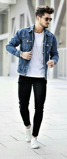 Clique na foto e confira dicas de looks masculinos. ______________________________________________________________________ #modamasculina #moda #mensfashion looks tumblr masculinos, moda masculina, tumblr boy, moda para homens, moda para meninos Denim Jacket Men Outfit, Denim Outfit Men, Denim Jacket Outfit, Mens Casual Outfits Summer, Trendy Mens Fashion, Stylish Men Casual, Jackets Men Fashion, Mens Fashion Casual Outfits, Stylish Mens Outfits