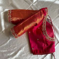 Designer maggam work customised blouses Fabric: cottonsilk Dispatch: 4 days Price : 1800unstitched 2350stitched Colours and sizes can be customised accordingly Dm@9640490158 Red Blouse Design, Pattu Saree Blouse Designs