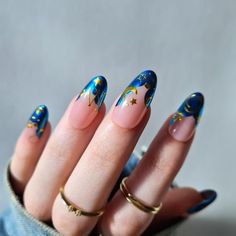 Celestial Nail Designs, Celestial Nails, Prom Nail Designs, Space Nails, Almond Nails Designs, Prom Nails, Nails Designs, Nail Art Stickers