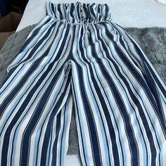 I Am Selling A Blue And White Jumpsuit And It Has No Sleeves. It Is Nice To Go Out In Wide Leg Blue Jumpsuit For Day Out, Blue High Waist Jumpsuits And Rompers For Beach, Blue High Waist Jumpsuits For The Beach, Blue High-waist Jumpsuits And Rompers For Beach, Blue Wide-leg Jumpsuits And Rompers For Day Out, Target Jumpsuit, Y2k Cargo Pants, Aerie Leggings, Mesh Panel Leggings