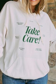 friday + saturday x jo johnson overby: take care hoodie – Riffraff Go For A Walk, Time For Yourself, Oatmeal Color