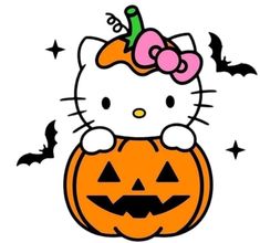 Halloween Cake Toppers Printable, Pumpkin Hello Kitty, Cute Halloween Characters, Hello Kitty Halloween Wallpaper, Kawaii Svg, Hello Kitty Svg, Kitty Pumpkin, Halloween Hello Kitty, Hello Kitty Pumpkin