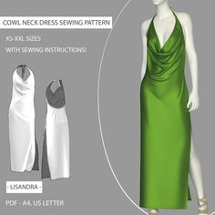 an image of a woman's dress sewing pattern with instructions to make it into a gown