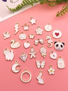 White  Collar  Zinc Alloy   Embellished   Jewelry Making Kids Gold Jewelry, Fake Nails Designs, Stylish Short Dresses, Flower Butterfly, Charm Beads, Jewelry Making Charms, Fancy Jewelry, Jewelry Design Necklace