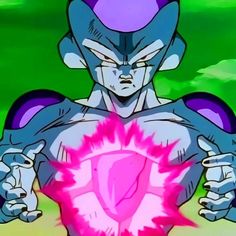 an animated image of gohan with his hands on his chest