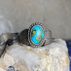 This Features One Of The Most Beautiful Stones Of Turquoise I’ve Ever Seen. The Stone Has Hues Of Blues, Yellows, Greens Browns And Even Black. The Setting Is Unstamped But Has Been Tested And Is Authentic Sterling Silver. The Ring Is A Size 7.5 And Weighs Approximately 7.6 Grams. Beautiful Stones, Royston Turquoise, Ring Color, Silver Blue, Turquoise Jewelry, Womens Jewelry Rings, Green And Brown, Blue And Silver, Turquoise Ring