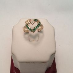 14k Yellow Real Solid Gold Heart Emerald Diamond Lady Ring Band Size 5 2.8gr Solid Real Yellow Gold Metal Type: 14k Solid Real Yellow Gold Weight: 2.80 Grams Size: 5 Diamonds: I Si2 Total Of .25ct Of Round Diamonds And Emeralds Comes With A Gift Box Retail $1378.00 14k Gold Open Heart Jewelry Stamped 14k, 14k Gold Open Heart Stamped Jewelry, 14k Gold Open Heart Jewelry, Stamped 14k Gold Open Heart Jewelry, 14k Stamped Open Heart Jewelry For Anniversary, 14k Open Heart Jewelry For Anniversary, 14k Gold Heart Cut Jewelry For May Birthstone, Heart-shaped Yellow Gold Birthstone Ring For Anniversary, Heart Shaped Yellow Gold Birthstone Ring For Anniversary