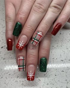 Christmas Nail Designs Acrylic, Plaid Nails, Makijaż Smokey Eye