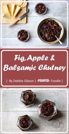 an image of fig apple and balsamic chutneys with text overlay