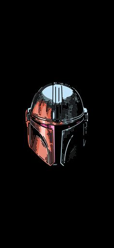 a drawing of a boba fett helmet on a black background