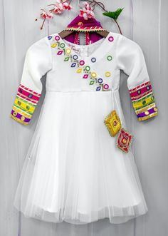 Anarkali With Dupatta, White Anarkali, Frock Designs, Tuna Casserole, Embroidery Dresses, Kids Dress Wear, Girls Frock Design