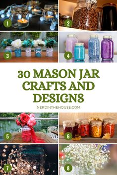 mason jar crafts and designs with text overlay