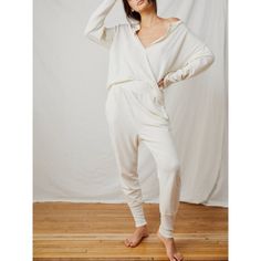 The Comfiest Set Ever Featured In A So Soft Worn-In Design With A Faded Look, Slouchy Knit Top And Cool Tapered Jogger Top: Cut V-Neck, Relaxed, Ribbed Trim, Dropped Sleeves Bottoms: Tapered, Pull-On, Elastic Waistband, Wide Cuffs Contents + Care: -55% Polyester, 45% Cotton -Machine Wash Cold Separately *Garment Contains Dyes That May Discolor Other Materials. We Suggest Washing Separately Measurements For Size S: -Bust: 44" -Length: 26.75" -Sleeve Length: 21.5" -Hips: 42" -Rise: 15.5" -Inseam: White Jumpsuits And Rompers For Spring Lounging, White Jumpsuit For Spring Lounging, Casual Cream Jumpsuits And Rompers For Loungewear, Chic Off White Loungewear Pants, Chic Off White Pants For Loungewear, Chic Cream Jumpsuits And Rompers For Loungewear, Chic Cream Lounge Pants, Chic Cream Pants For Loungewear, Cream Jumpsuits And Rompers For Spring Loungewear