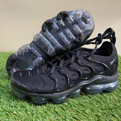 Nike Air Vapormax Plus Triple Black Anthracite Dh1063-001 Women's Size 7 New Black Mesh Lace-up Running Shoes, Black Sneakers With Translucent Outsole For Sports, Black Running Sneakers With Translucent Outsole, Functional Black Sneakers With Translucent Outsole, Black Sporty Sneakers With Air Cushioning, Sporty Black Sneakers With Air Cushioning, Black Mesh Sneakers With Round Toe, Black Dynamic Sneakers With Air Max Cushioning, Nike Black Functional Sneakers