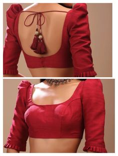 Simple Deep Back Blouse Design, Cotton Blouse Pattern New Looks, Soft Saree Blouse Designs, Different Types Of Sleeves For Blouse, Different Blouse Designs Long Sleeve, Regular Blouse Designs, Boat Neck Front Open Blouse Designs, Latest Simple Blouse Designs For Saree, U Neck Blouse Designs