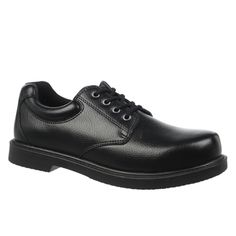 Look polished and professional with every step in this classic, ultra-comfortable oxford. Gel cushion insole, Oil/Slip-resistant outsole, and majority leather upper makes the shoe durable and easy-to-clean. Size: 105 W. Color: Black. Gender: male. Age Group: adult. Black Leather Slip-ons With Goodyear Welt, Ergonomic Black Slip-on Sneakers, Black Synthetic Slip-on Sneakers With Rubber Sole, Black Slip-ons With Rubber Sole Medium Width, Slip Resistant Shoes, Look Polished, Work Shoe, Men’s Black Unlined Leather Sneakers Size 11 1/2, Work Shoes