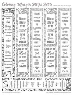 the coloring bookmarks for children's bibles are shown in black and white