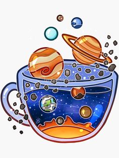 an image of the planets in a cup