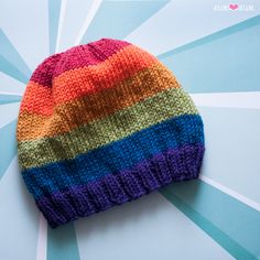 Pride Parade FREE Hat Knitting Pattern Beanie Knitting Patterns Free, Baby Hat Knitting Pattern, Hat Knitting Pattern, Hat Knitting, Pride Parade, Beanie Pattern, Circular Knitting