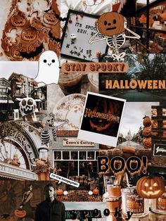 a collage of halloween images with pumpkins, ghost and other things in the background