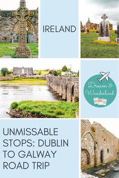 the collage shows different views of ireland and other places to see in this postcard