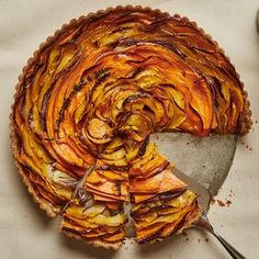 a pie is sitting on top of a table