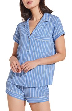 Eberjey Sleep Chic Short Pajamas | Nordstrom Short Pajamas, Cheeky Shorts, Cotton Bralette, Short Pj Set, Beautiful Night, Soft Pajamas, Long Sleeve Sweater Dress, Elastic Waist Shorts, Slim Fit Shorts