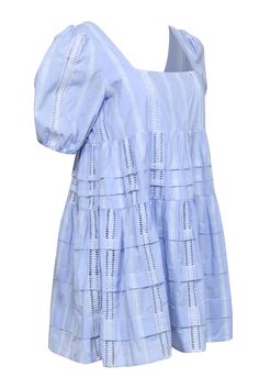 Put your best foot forward this summer with our Maje blue eyelet trim dress. This mini dress features short sleeves and a playful blue eyelet design. Perfectly styled with espadrille wedges, this dress will have you looking and feeling cool and confident all season long! Size 6 (FR 38) Shell 100% Cotton Lining 100% Lining Embroidery 100% Polyester Button bodice back Puff back Tiered detail Bust 37" Waist 38" Shoulder to hem 33" Sleeve length 13" Summer Cotton Eyelet Mini Dress, Summer Cotton Mini Dress With Eyelet Details, Cotton Eyelet Mini Dress For Summer, Summer Cotton Mini Dress With Broderie Anglaise, Blue Eyelet Dress For Summer, Blue Eyelet Summer Dress, Summer Mini Dress With Broderie Anglaise For Daywear, Blue Spring Dresses With Cutwork Hem, Short Sleeve Eyelet Dresses For The Beach