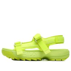 (WMNS) FILA Disruptor Sports Sandals GS Yellow F12W114538FYE (Women's) Green Flat Sneakers For Summer, Green Summer Sneakers, Green Sport Sandals For Spring Sports, Green Sport Sandals For Outdoor Spring Activities, Green Outdoor Sport Sandals For Spring, Green Synthetic Sport Sandals, Sporty Green Sandals With Removable Insole, Green Synthetic Sport Sandals With Cushioned Footbed, Casual Green Sandals For Streetwear