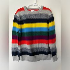 Gap Sweater Multi Colored Stripes. New Without Tags. No Stains No Tears Multicolor Tops For Playtime In Fall, Casual Long Sleeve Sweater, Multicolor Fall Sweater For Playtime, Red Sweater For Fall Playtime, Casual Crew Neck Sweater For Playtime, Casual Spring Sweater For Playtime, Gap Sweater, Gap Kids, No Tears