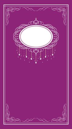 a purple background with an ornate frame on the bottom and a white circle in the middle