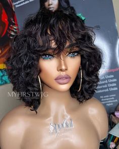 Wavy Bob With Bangs, Hair Pins Diy, Diy Hair Wig, Wavy Wig With Bangs, Mullet Wig, Invisible Lace, Hair And Makeup Tips, Quick Weave Hairstyles, Short Human Hair Wigs