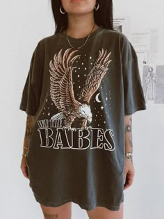 WTB Eagle Tee Oversized Grunge Top With Front Print, Trendy Oversized Distressed T-shirt, Oversized Acid Wash T-shirt With Text Print, Grunge Oversized Screen Print T-shirt, Acid Wash Oversized T-shirt With Letter Print, Oversized Grunge T-shirt With Screen Print, Oversized Acid Wash T-shirt With Letter Print, Trendy Oversized Acid Wash T-shirt, Oversized Soft-washed Graphic T-shirt