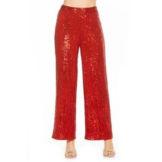 It's easy to look good wearing these women's pants from ALEXIA ADMOR. Sequined design Zipper and hook & loop closuresFIT & SIZING Classic fit Wide-leg opening Front zipperFABRIC & CARE Polyester, spandex Lining: polyester Hand wash Imported Size: X Small. Color: Red. Gender: female. Age Group: adult. Red Disco Pants Outfits, Festive Fitted Red Pants, Red Sparkle Pants, Glamorous Red Sequined Sets, Red Sequin Jumpsuit, Sequin Pants, Best Wear, Womens Clothing Sizes, Bottom Clothes