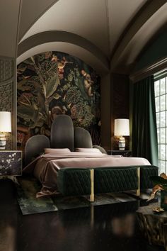 Bedrooms are our sanctuary, they are our escape from the busy stressful life, and nothing better than a bedroom with a natural feeling with neutral colors and flora references. Korean Bedroom, Maximalist Interior Design, Desain Pantry, Maximalist Interior, Moody Bedroom, Beautiful Rooms, Redecorate Bedroom, Style Deco, Dark Interiors