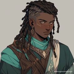 Dreadlock Art, Fantasy Academia, Sci Fi Character Art, Human Male, Black Characters, Dungeons And Dragons Characters, Oblivion, Character Design Male, Medieval Fantasy