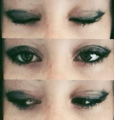 Eyeshadow For Small Eyelids Hooded Eyes, Emo Makeup Brown Eyes, Luna Sailor Moon Makeup, Black Smokey Eyeliner Makeup, Black Tightline Makeup, Rockstar Hair And Makeup, Non Hooded Eye Makeup, 2014 Grunge Makeup