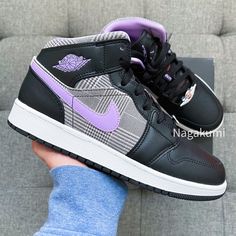 Nike Air Jordan 1 Mid Grape It Comes With Youth Size 5.5 Youth = Women’s 7 (Last) 7 Youth = Women’s 8.5 Check Out With Youth’s Size Color: White/ Black/ Purple Free Gift W/ Purchase Brand New With Original Box 100% Authentic Beautiful Colorway Classic & Retro Style Ship Same Or Next Day All Sales Final. 100% Authentic Kids Jordans Purple, Gingham Shoes, Jordan Retro 11 Low, Jordan Purple, Jordan Retro 12, Nike Air Jordan 5, Nike Air Jordan 6, Jordans Girls, Rare Sneakers