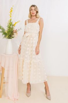 LOVING THE LAYERS WOVEN MIDI DRESS l FLYING TOMATO | Flying Tomato White Formal Dress Classy, Spring Midi Dress, Layered Weave, Straight Neckline, Tres Chic, Cream Dress, Bridal Outfits, Classy Dress, Spring Summer Fashion