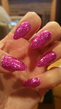 Magenta Nails With Glitter, Pink Sparkle Birthday Nails, Magenta Sparkle Nails, Fushia Glitter Nails, Hot Pink Glittery Nails, Pink Magenta Nails, Magenta Glitter Nails, Glitter And Pink Nails, Barbie Nails Aesthetic