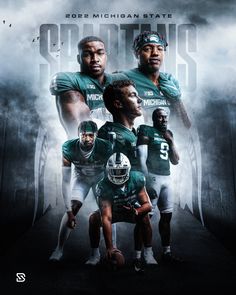 the michigan state football team is shown in this poster