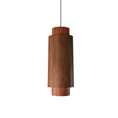 a wooden light hanging from the ceiling