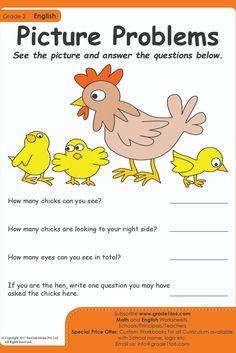 a worksheet with an image of chickens and chicks