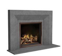 an image of a fireplace that is in the middle of it's display area