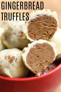 a red bowl filled with gingerbread truffles