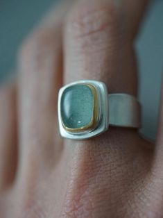 Moss Aquamarine and 22k gold ring size 7 statement ring | Etsy Unique Handmade Aquamarine Rings, Rectangular Aquamarine Ring For Gift, Aquamarine Cabochon, 22k Gold Ring, Large Stone Rings, Single Stone Ring, Moss Aquamarine, Sparkly Ring, Jewellery Unique