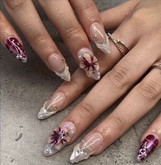 Grunge Nails, Pretty Gel Nails, Unique Acrylic Nails, August 28, Manicure Y Pedicure, Dream Nails, Fire Nails, 3d Flowers